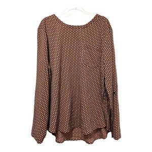 Van Heusen Long Sleeve Floral Blouse Size XXL, Rust & Orange